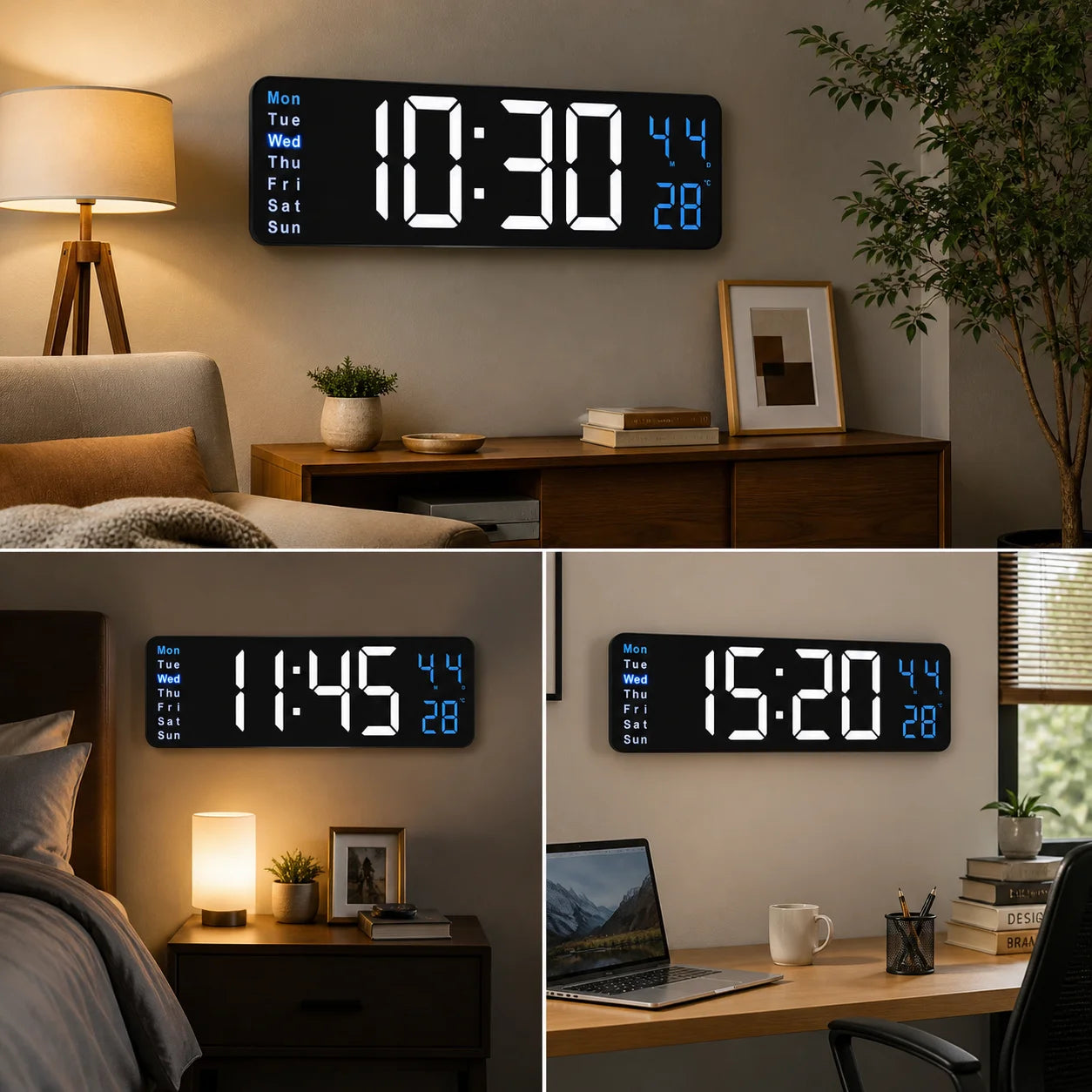 15-Inch Electronic Digital Wall Clock With Remote Control – Large LED Display & Smart Features