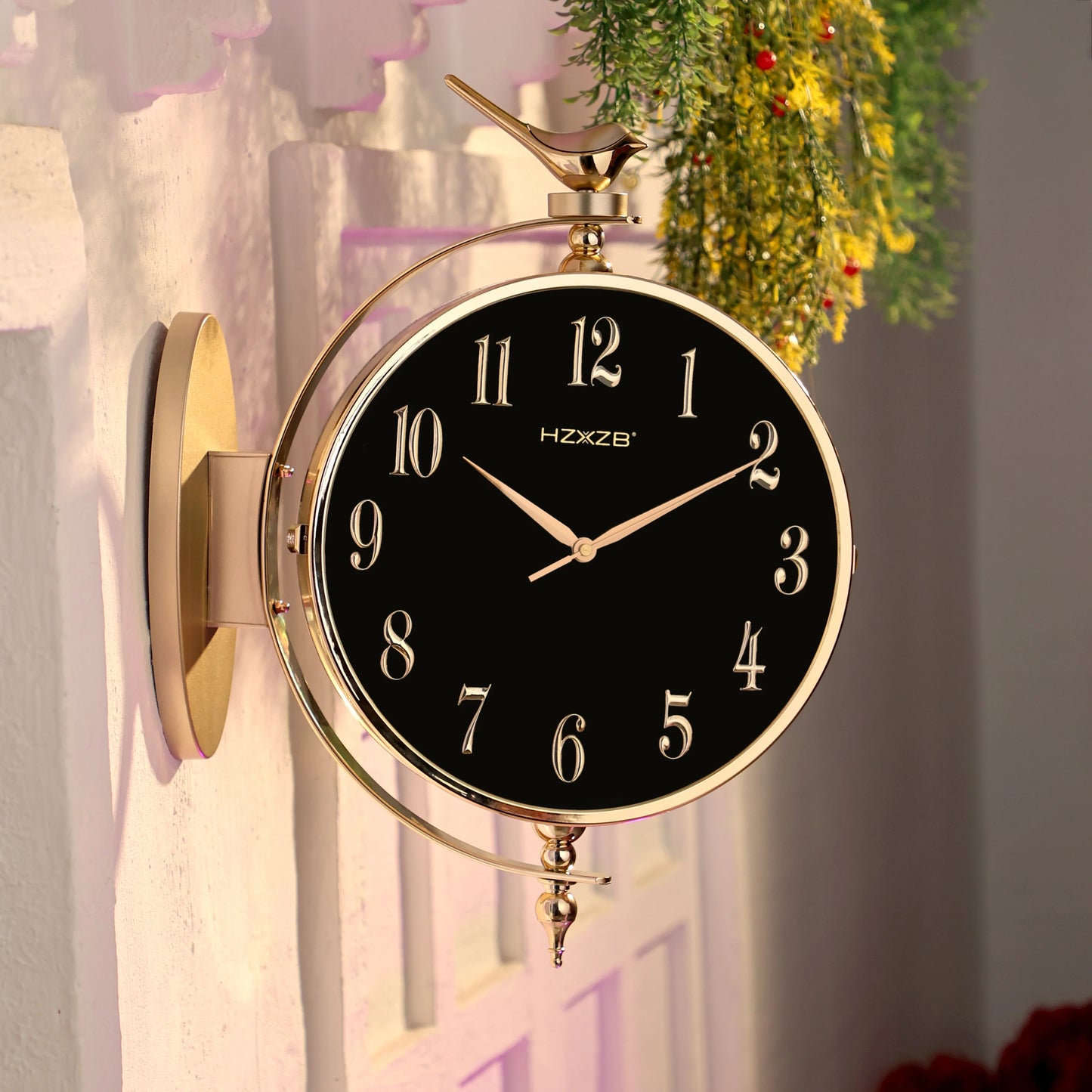 14-inch executive imported double side clock with metal ring