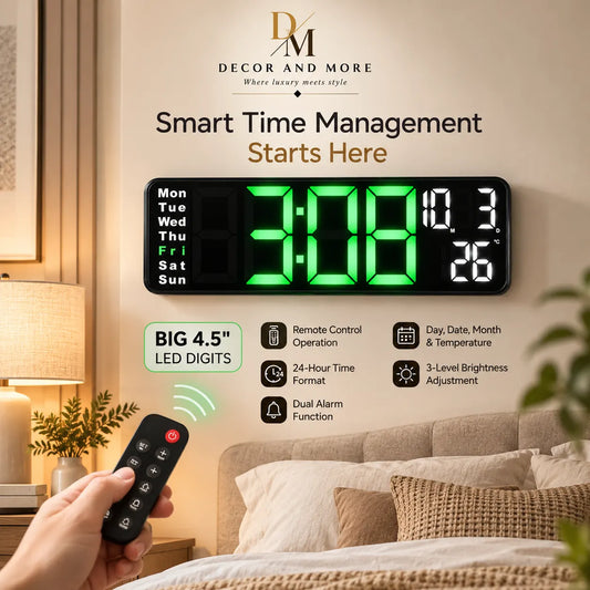 15-Inch Electronic Digital Wall Clock With Remote Control – Large LED Display & Smart Features