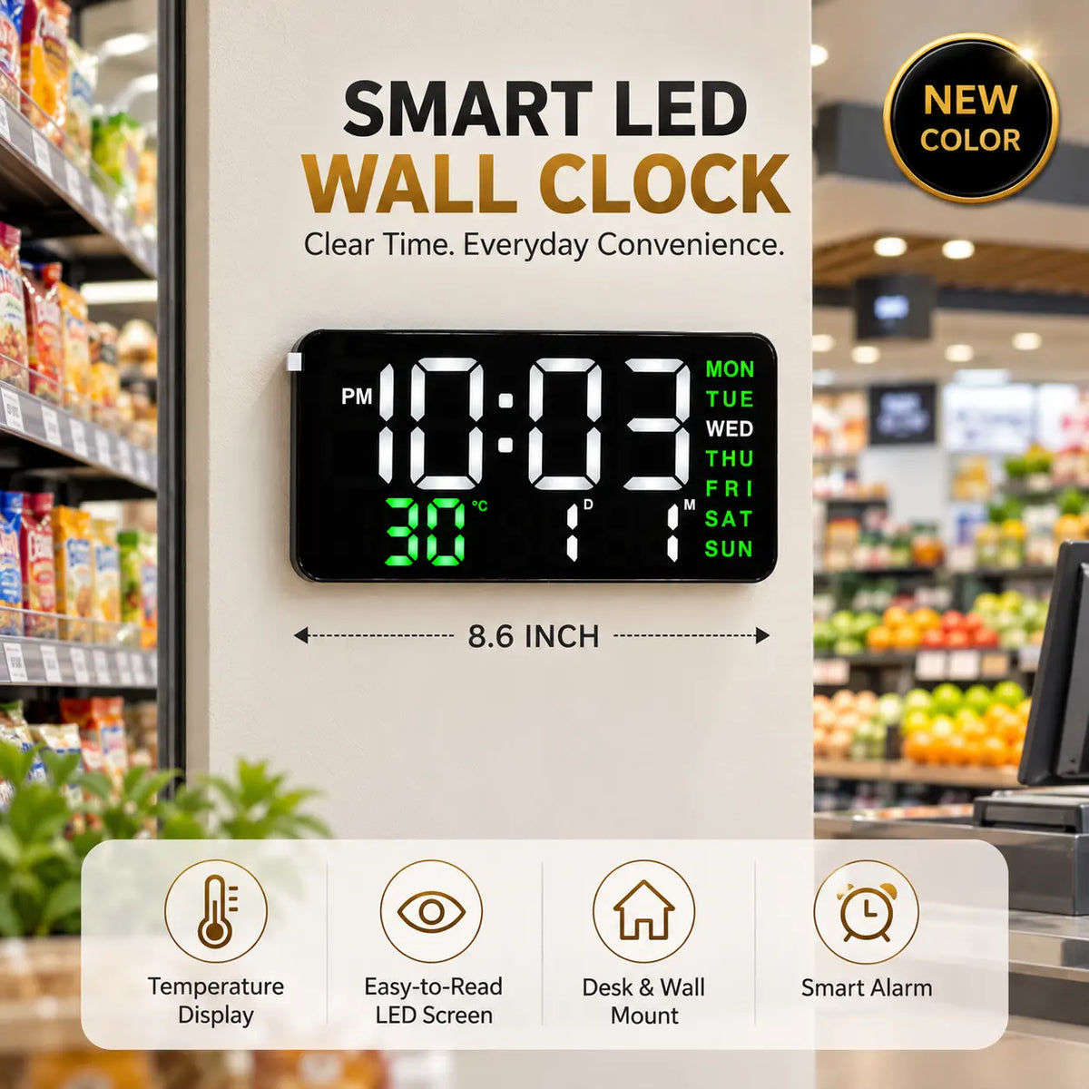 Electronic Smart LED Digital Clock – Size 8.6” Inches | Wall & Table Design