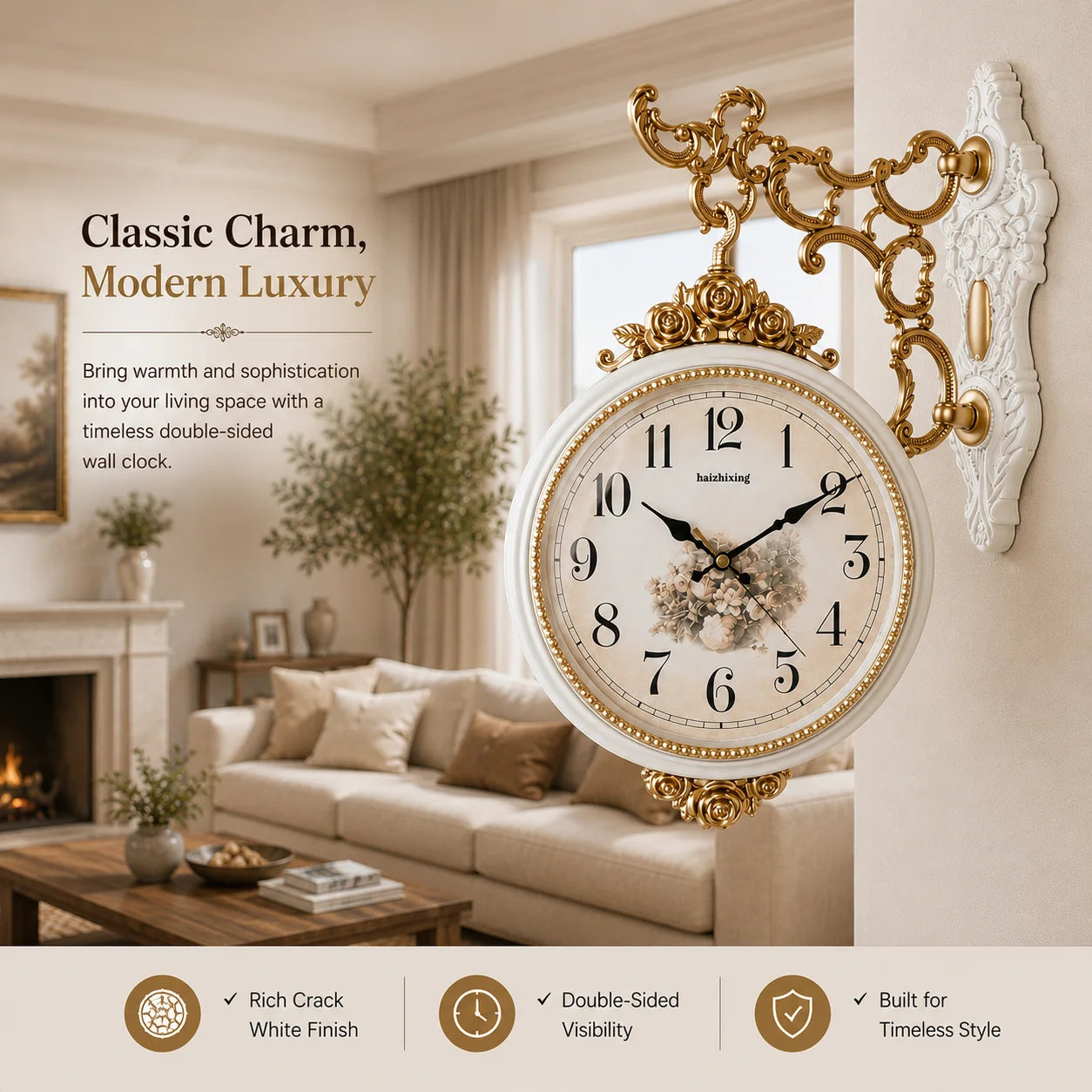Imported Double-Sided Wall Clock | Roman & Numeric Dial