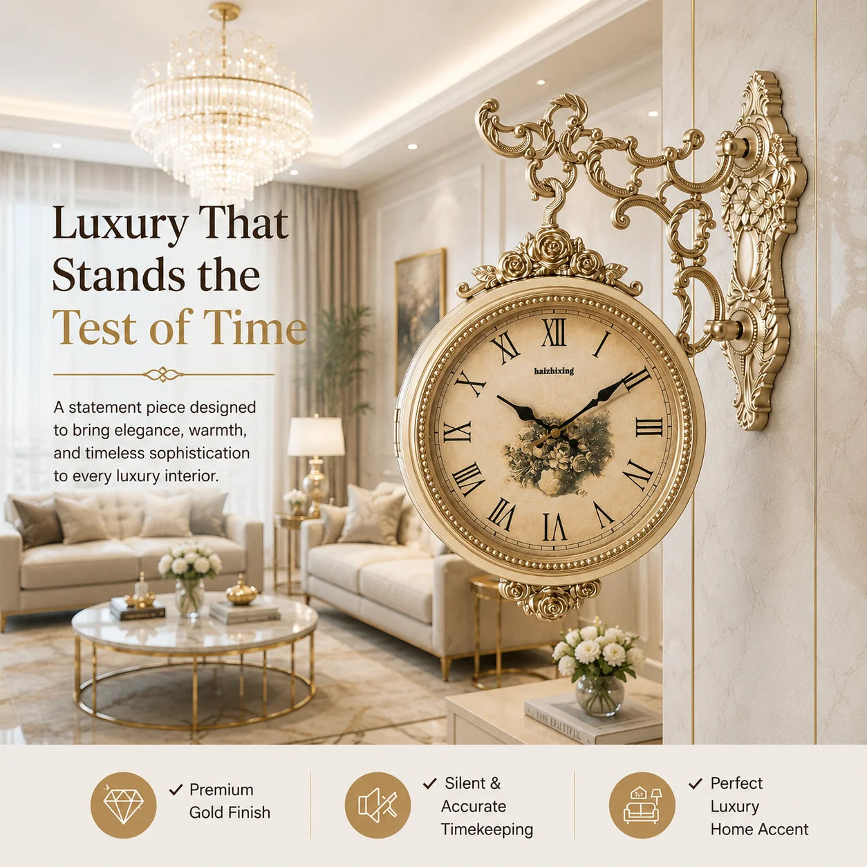 Imported Double-Sided Wall Clock | Roman & Numeric Dial