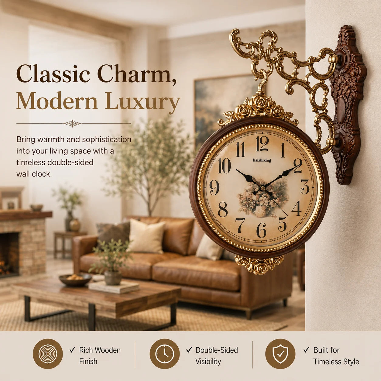 Imported Double-Sided Wall Clock | Roman & Numeric Dial