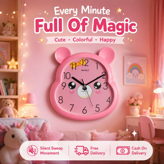 Cartoon Wall Clock for Kids – Colorful & Silent