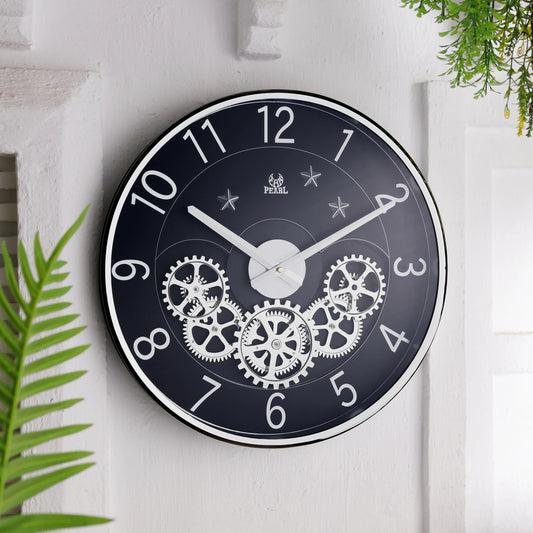 15-Inch Executive Gear Wall Clock – Chrome Finish