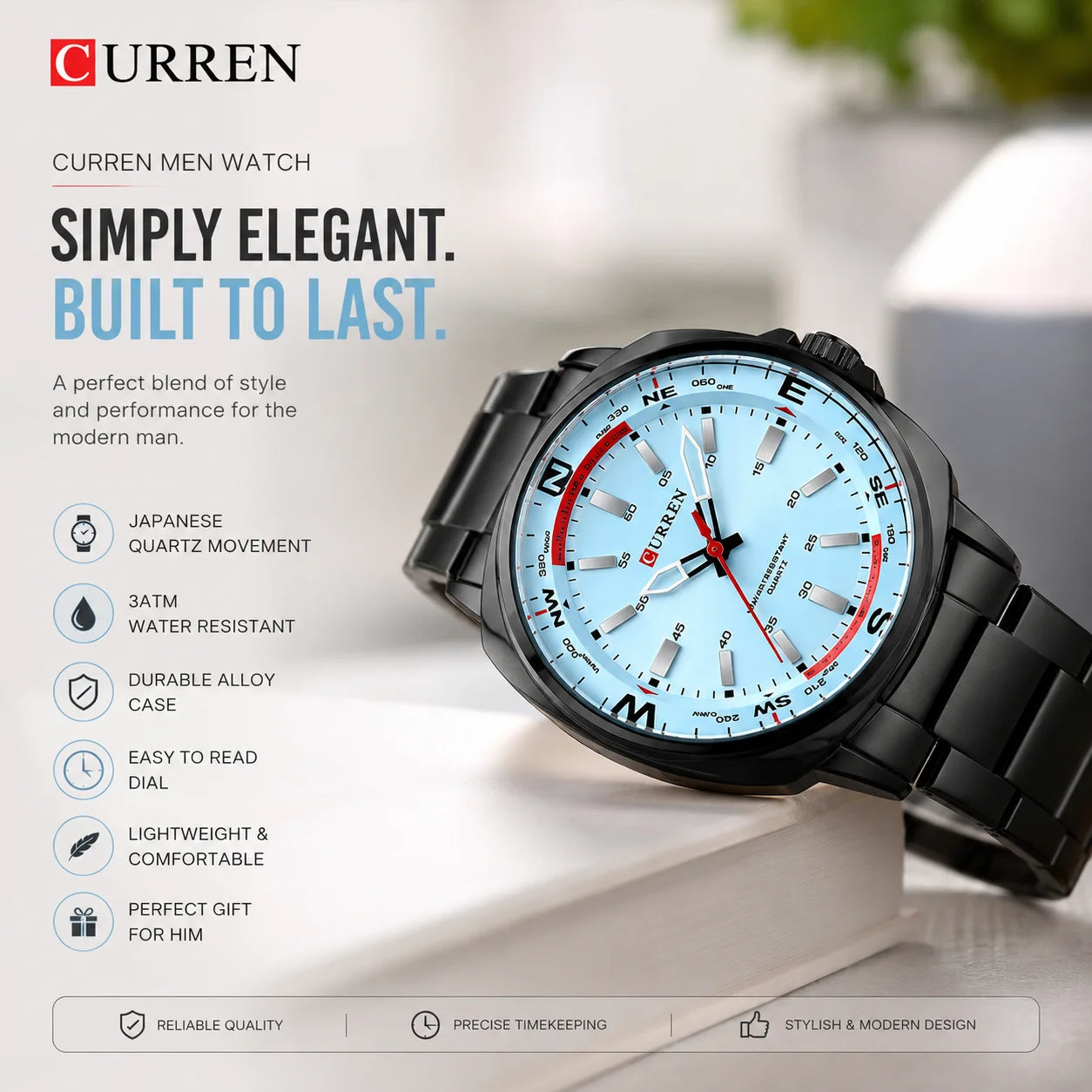 CURREN 8455 Men's Luxury Quartz Watch | Business & Casual Wrist Watch