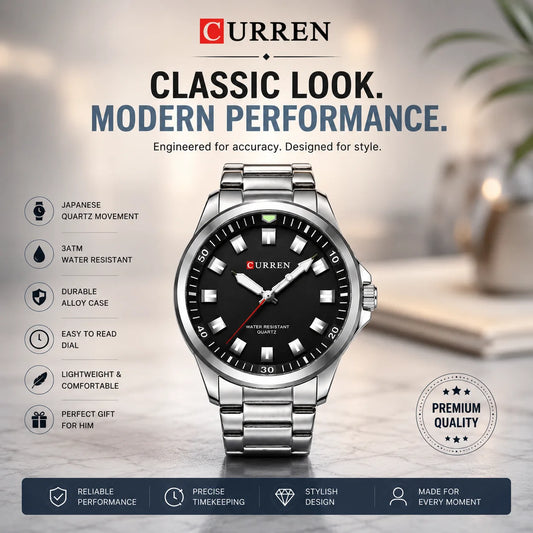 CURREN 8451 Men's Quartz Wrist Watch | Premium Stainless Steel Luxury Timepiece