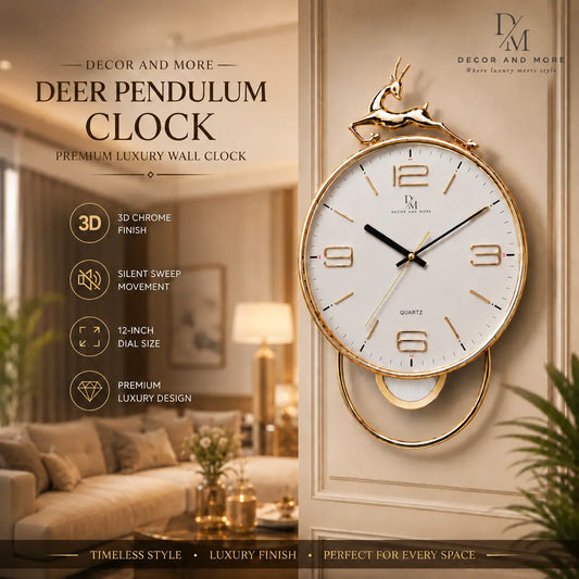 Decor And More Deer Pendulum Clock – Premium Luxury Wall Clock