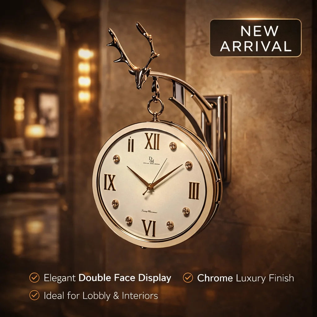 Decor And More Signature Luxury Double-Sided Wall Clock – 12 Inch, 360° Rotating Premium Design