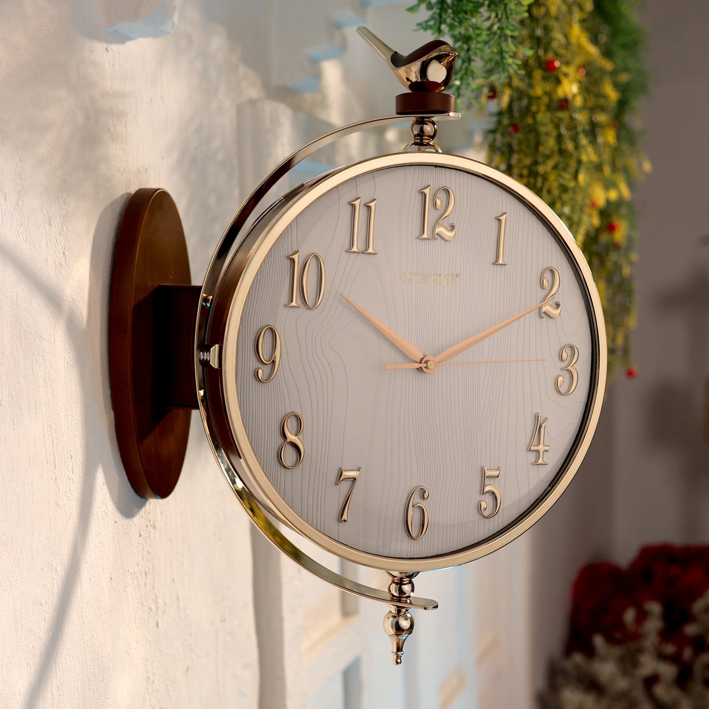 14-inch executive imported double side clock with metal ring