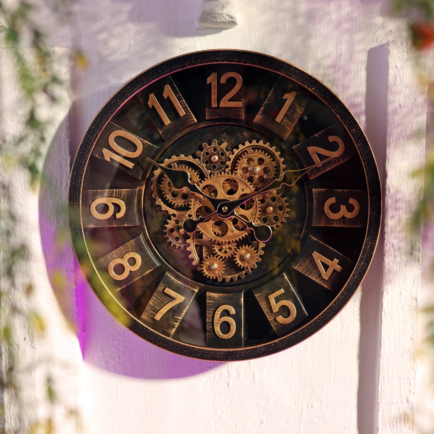 Imported Antique Style Moving Gear Clock 15 Inches