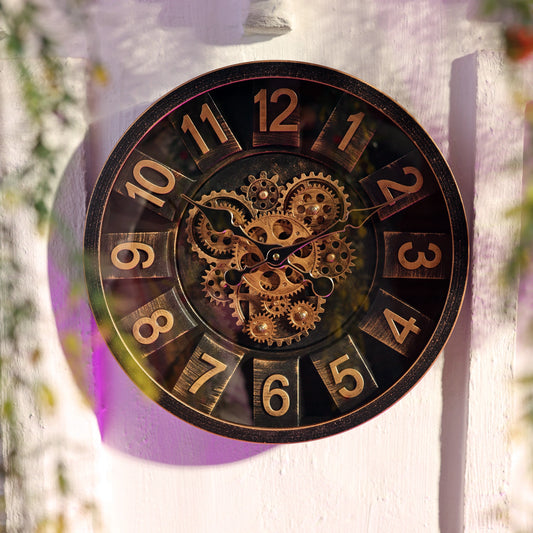 Imported Antique Style Moving Gear Clock 15 Inches