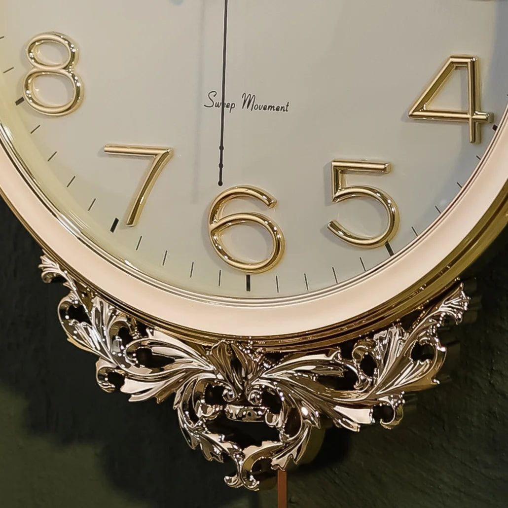 15" Chrome Finish Pendulum Wall Clock with Royal Crown