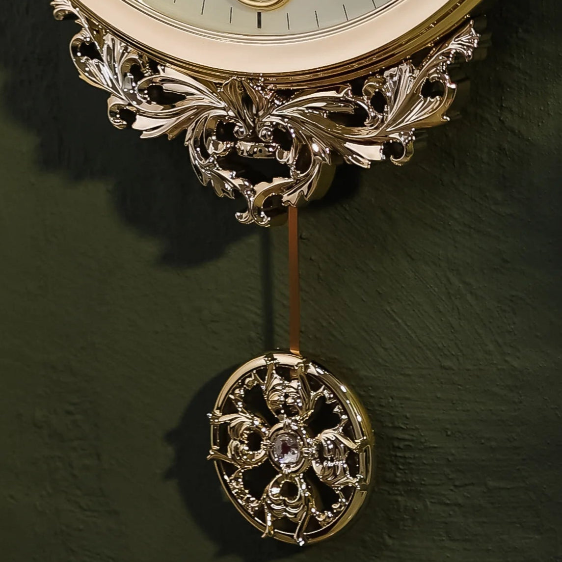 15" Chrome Finish Pendulum Wall Clock with Royal Crown