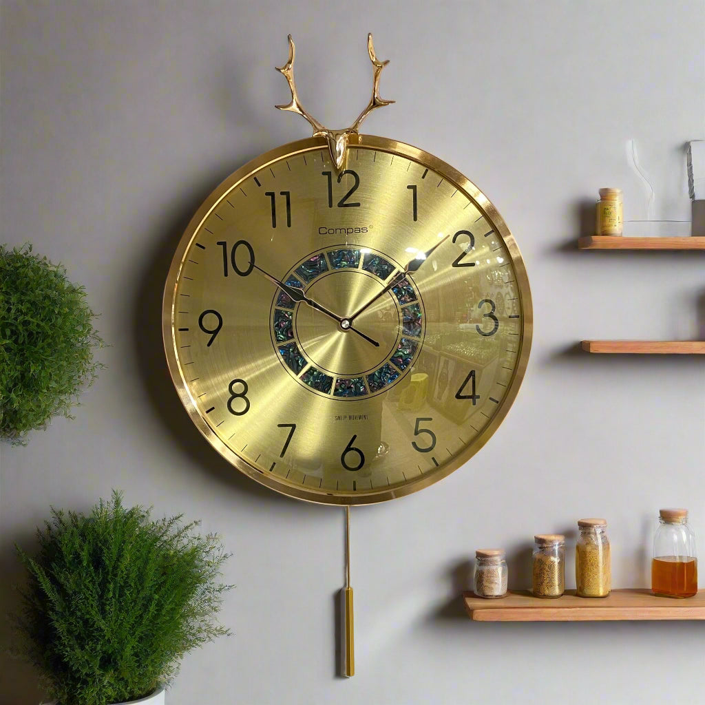 COMPAS MARKHOR|14 Inch| Silent Sweep| Pendulum Wall Clock