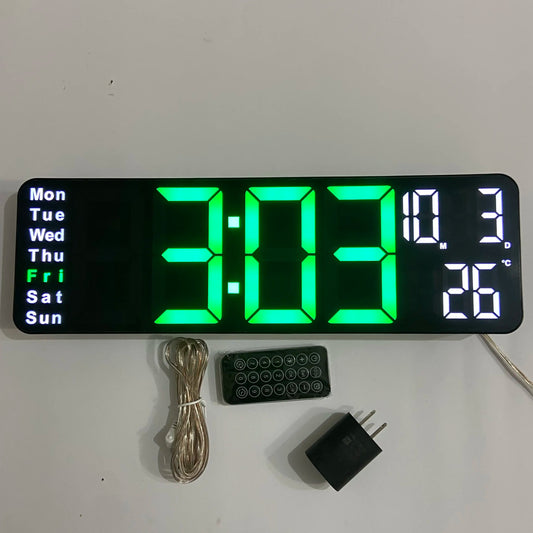 Electronic Large Digital Clock, with Remote Control,  Alarm, Date and Temperature Display, Adjustable Brightness