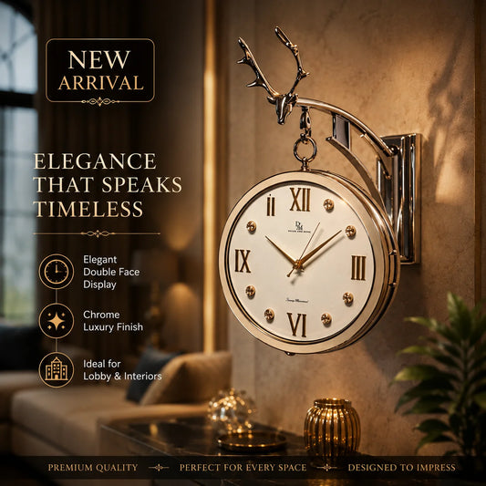 Decor And More Signature Luxury Double-Sided Wall Clock – 12 Inch, 360° Rotating Premium Design
