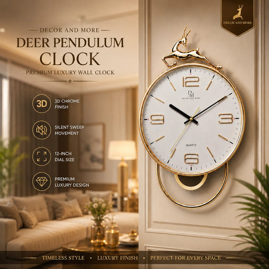Decor And More Deer Pendulum Clock – Premium Luxury Wall Clock