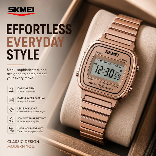 SKMEI 1901 Lady Digital Sports Watch | Waterproof | LED Backlight | Alarm | Stopwatch