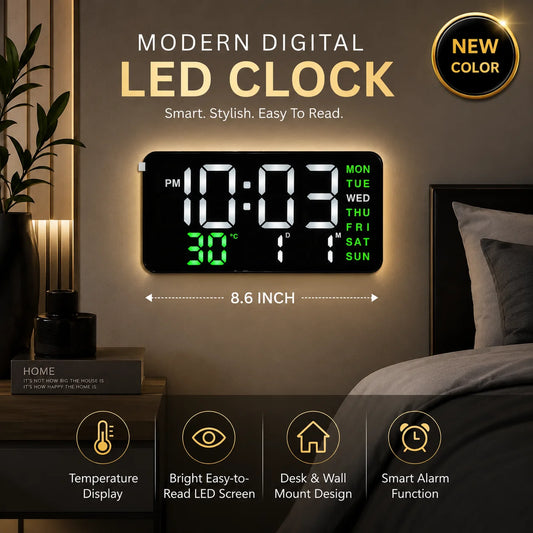 Electronic Smart LED Digital Clock – Size 8.6” Inches | Wall & Table Design
