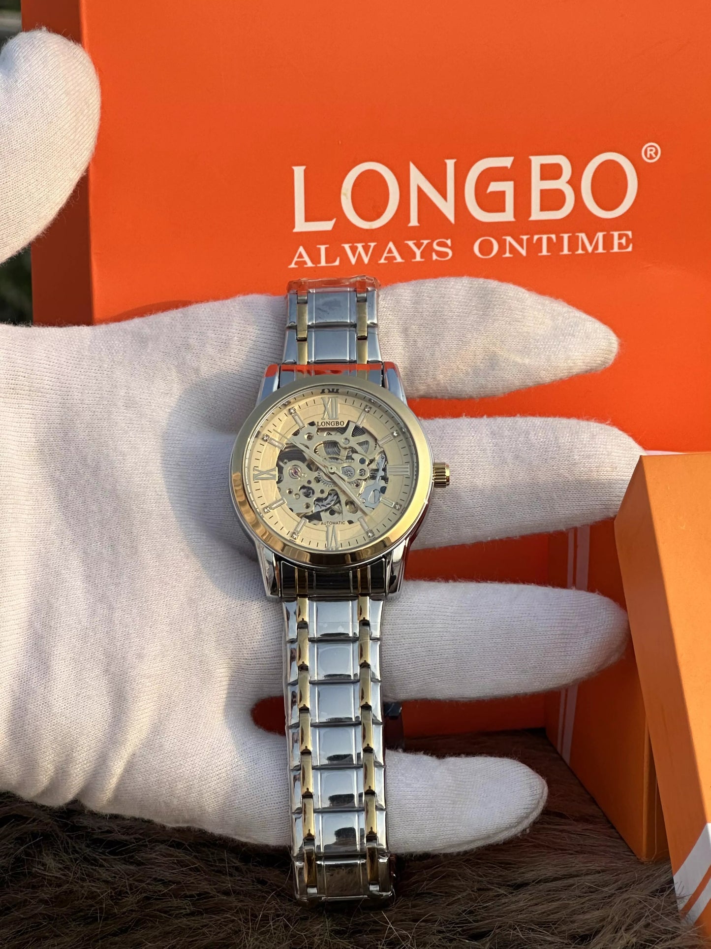 ORIGINAL LONGBO 40mm |Luxury Skeleton Automatic|  Stainless Steel| Waterproof Watch