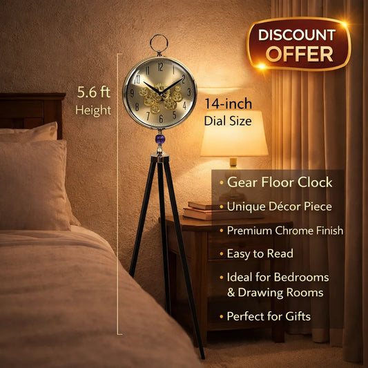 Luxurious Floor Clock | Gear Design | Metal Tripod Legs